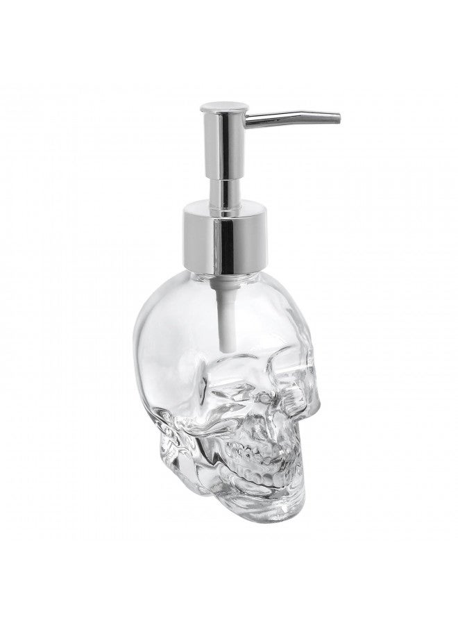123Arts Glass Skull Soap Dispenser Lotion Bottle Soap Bottle with Pump Sliver - Image 2