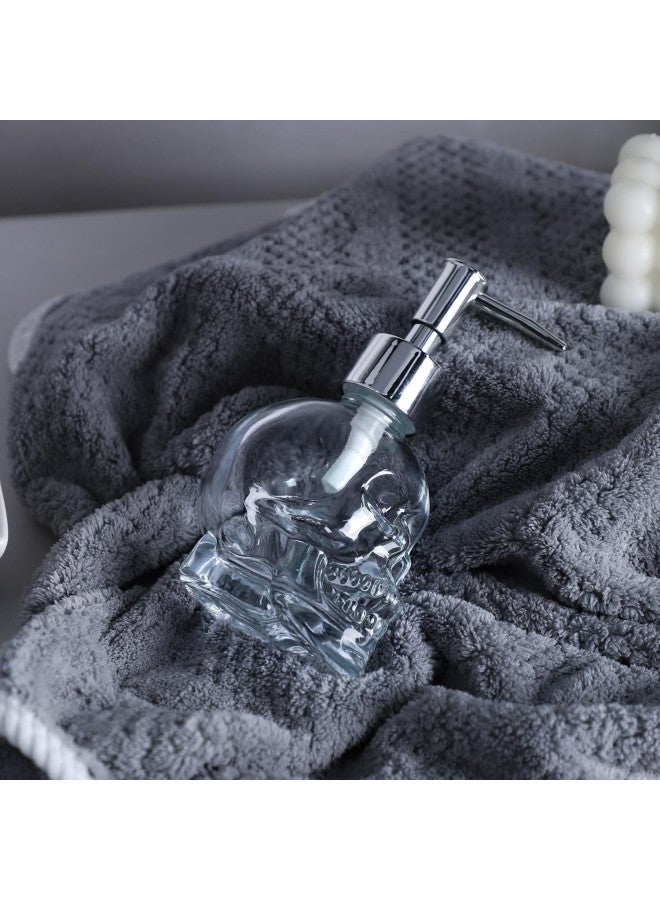 123Arts Glass Skull Soap Dispenser Lotion Bottle Soap Bottle with Pump Sliver - Image 4