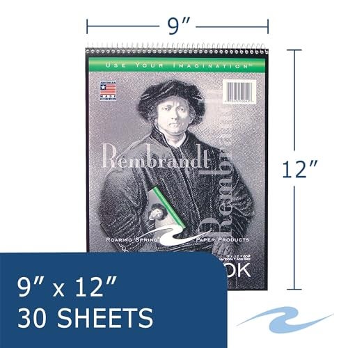 Roaring Spring Rembrandt Topbound Spiral Drawing Art Sketchbook, 9" x 12" 30 Sheets, 60# White Drawing Paper - Image 2