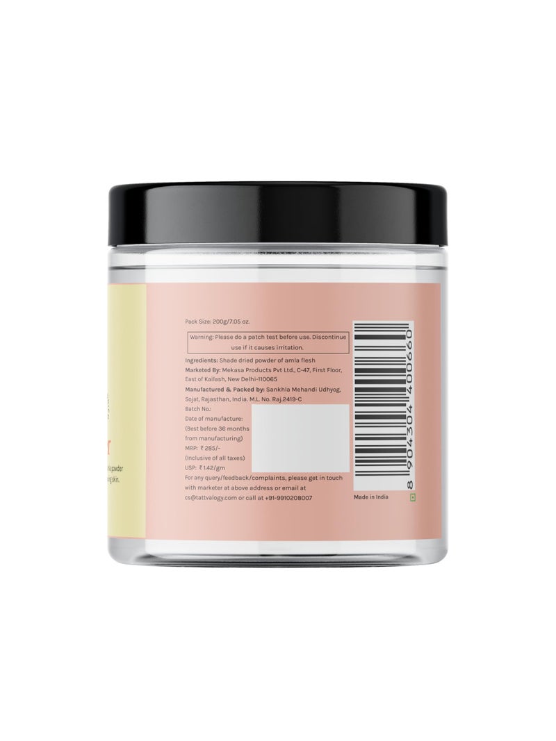 Tattvalogy Amla Powder | Derived From Amla & Gooseberry |Emblica Officinalis | Amalaki For Hair Care | 100% Pure & Natural | Chemical & Preservatives Free | Hair Mask & Pack | In Plastic Jar - 200 GM - Image 3