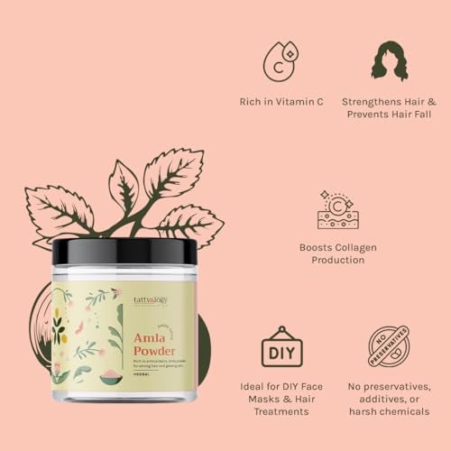 Tattvalogy Amla Powder | Derived From Amla & Gooseberry |Emblica Officinalis | Amalaki For Hair Care | 100% Pure & Natural | Chemical & Preservatives Free | Hair Mask & Pack | In Plastic Jar - 200 GM - Image 4