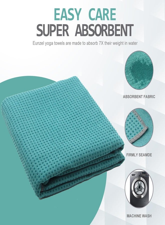 Eunzel Yoga Towel,Hot Yoga Mat Towel - Sweat Absorbent Non-Slip for Hot Yoga, Pilates and Workout 24" x72(Grip Dots, Dark Cyan) - Image 4