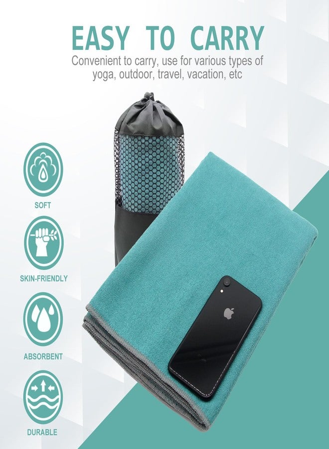 Eunzel Yoga Towel,Hot Yoga Mat Towel - Sweat Absorbent Non-Slip for Hot Yoga, Pilates and Workout 24" x72(Grip Dots, Dark Cyan) - Image 3
