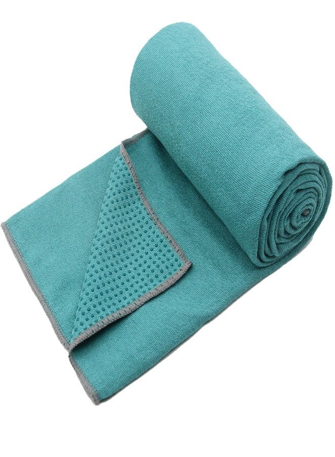 Eunzel Yoga Towel,Hot Yoga Mat Towel - Sweat Absorbent Non-Slip for Hot Yoga, Pilates and Workout 24" x72(Grip Dots, Dark Cyan) - Image 1
