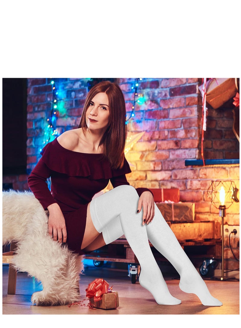 Excefore Women Knee Socks High Socks High Thigh Stockings for Cosplay, Halloween, Party, Daily Wear （White） - Image 4
