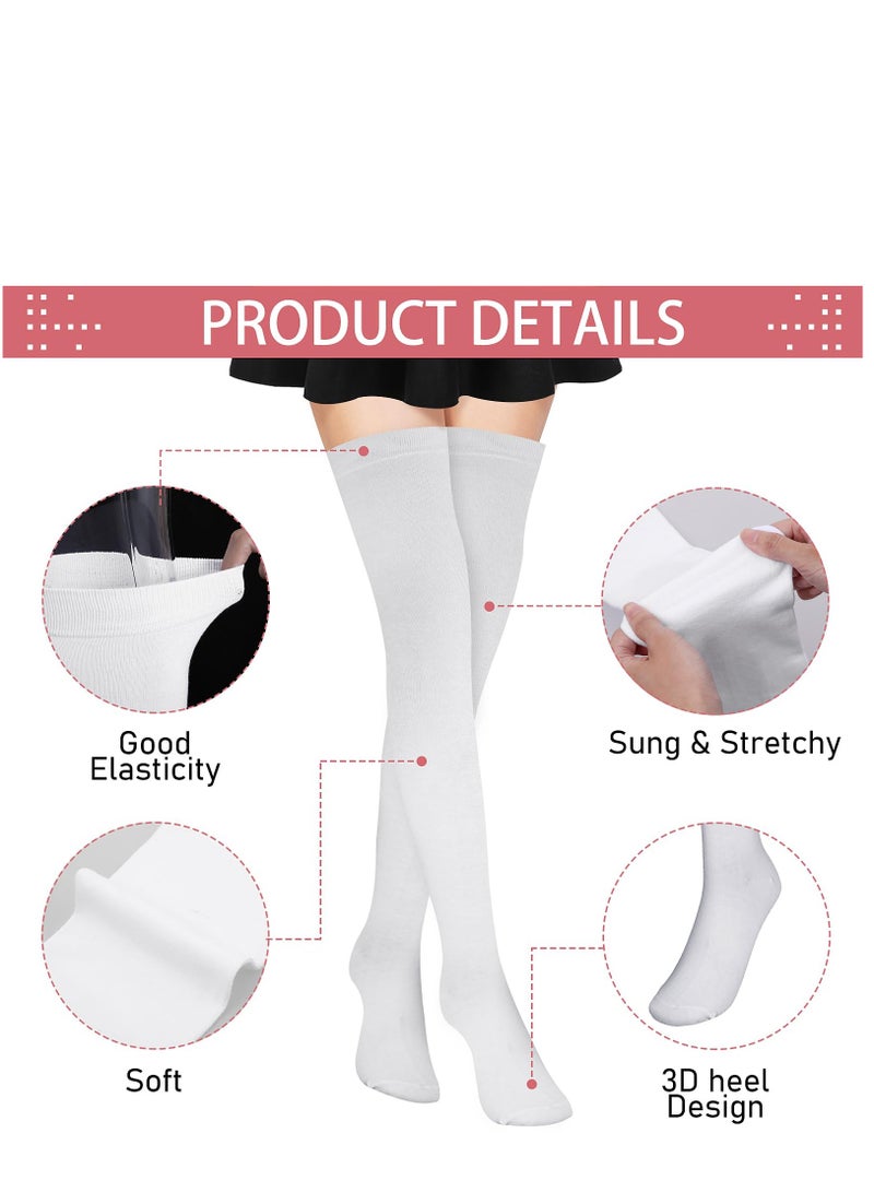Excefore Women Knee Socks High Socks High Thigh Stockings for Cosplay, Halloween, Party, Daily Wear （White） - Image 3
