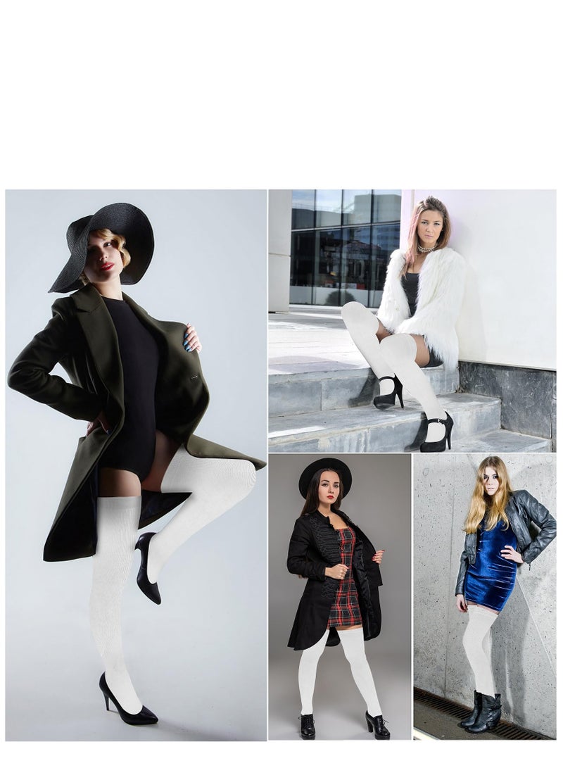 Excefore Women Knee Socks High Socks High Thigh Stockings for Cosplay, Halloween, Party, Daily Wear （White） - Image 5