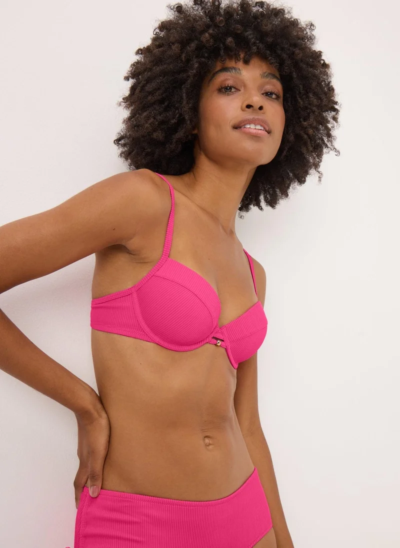 Matalan Pink Ribbed Cupped Bikini Top