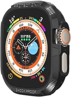 Generic Generic Compatible for Apple Watch Ultra 49mm Rugged Case All Around Shockproof TPU Protective Cover Bumper Lightweight and Shock Absorbent for Apple Watch Ultra 49mm (Black) 