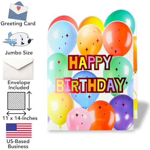 Iconikal Jumbo Birthday Card, 11x14 Large Happy Birthday Card with Envelope - Image 3