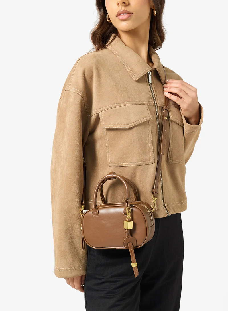 Ella Brown Circular Crossbody With Top Handle for Women | Best Price UAE