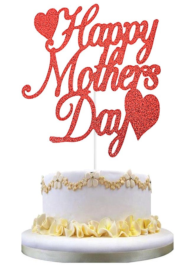 Chewarelly 10 Pack Happy Mother’s Day Cake Toppers Set, Glitter Cake Bunting Decor Best Mom Ever Love Mother Cake Picks Party Decorations Supplies(Red) - Image 1