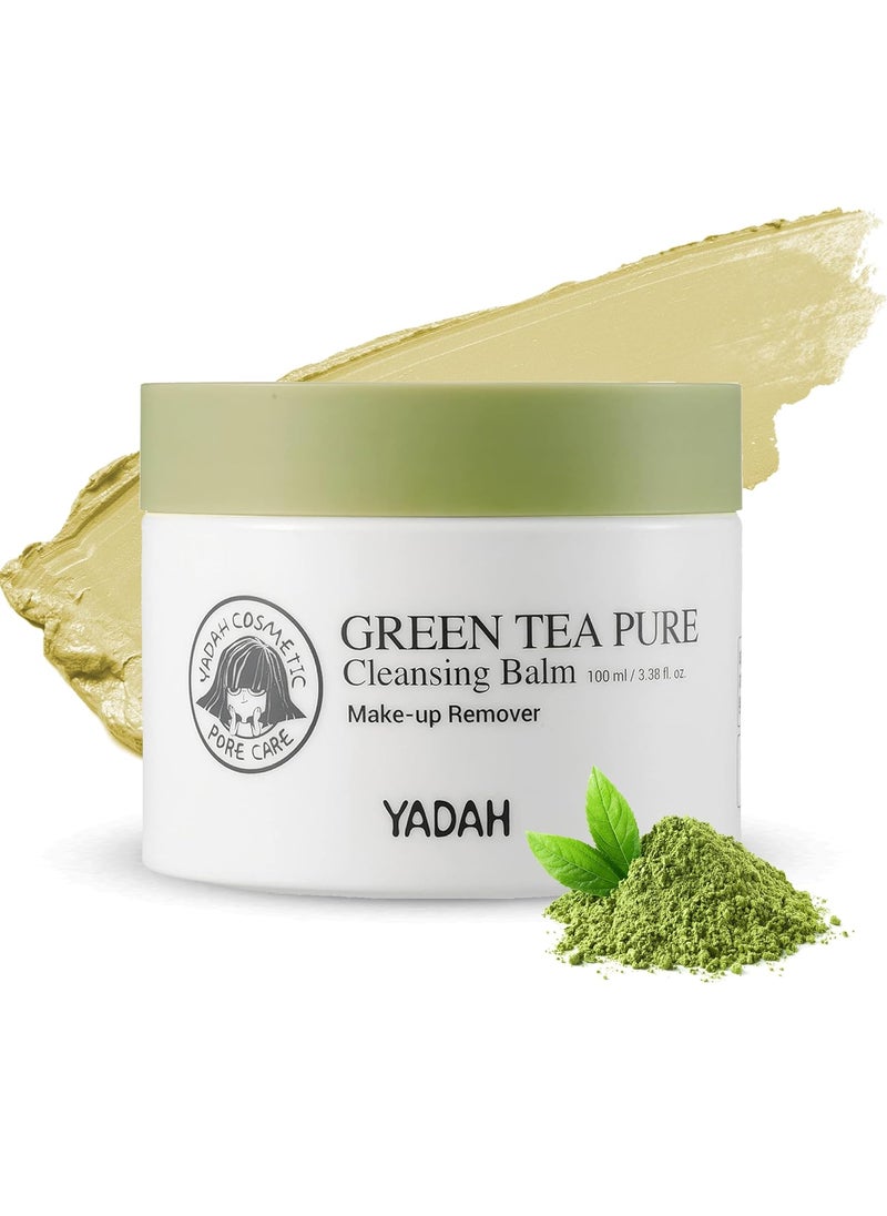 YADAH YADAH Green Tea Cleansing Balm (3.38fl oz) - Makeup Remover, Moisturizing, Residue-Free. Korean Skin Care. Vegan, Hypoallergenic. 