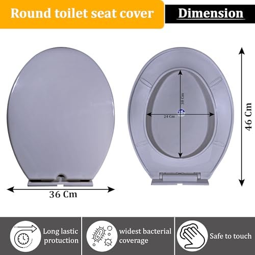 Sandcastle Round Pvc Toilet Seat Cover for Regular EWC Colours - Grey - Image 3