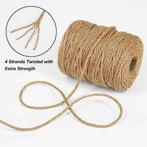 Tenn Well Jute Twine, 164 Feet 4mm Natural Garden Twine Rope for Crafts, Gardening, Plant Support, Gift Wrapping, Recycling, Christmas Ornaments, Holiday Decor - Image 2