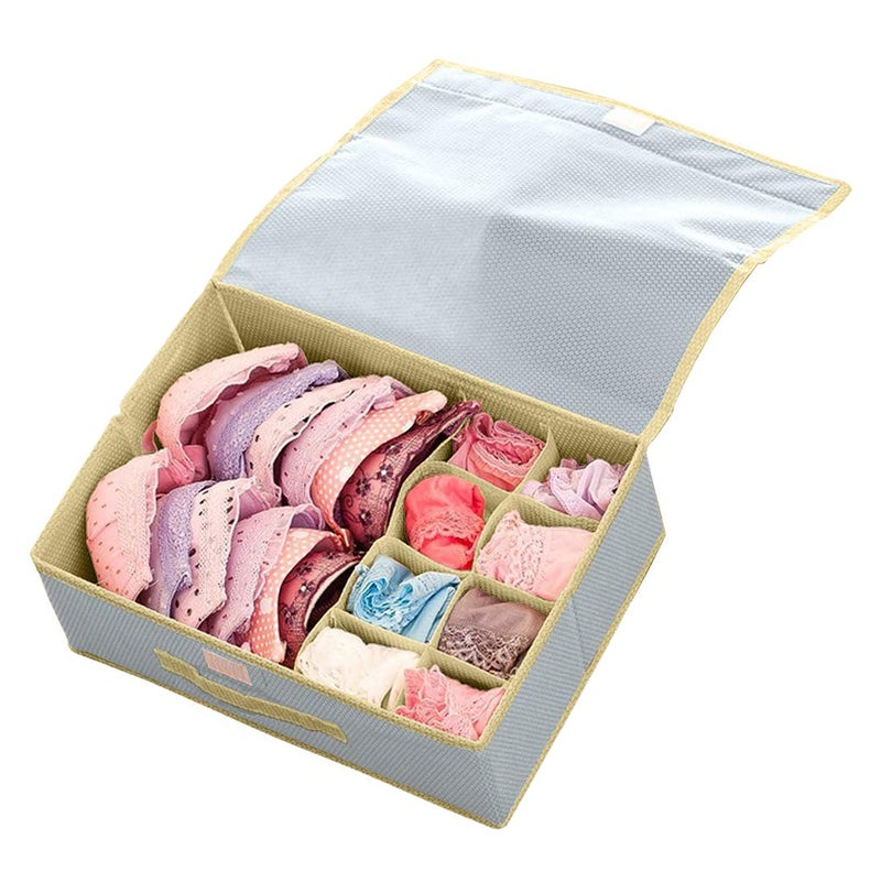 Kuber Industries 151 Compartment Rectangular Non Woven Foldable Storage Box for Closet Socks Bra Panty Tie Scarf Grey HS40KUBMART023998 - Image 2