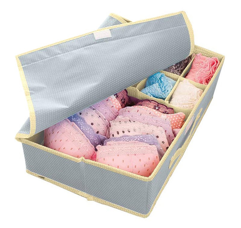 Kuber Industries 151 Compartment Rectangular Non Woven Foldable Storage Box for Closet Socks Bra Panty Tie Scarf Grey HS40KUBMART023998 - Image 3