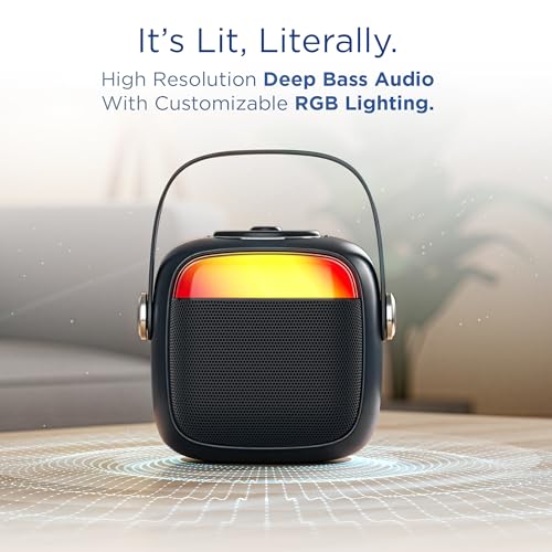 Pebble Flare Portable Bluetooth Speaker with Deep Bass | TWS Pairing | RGB Lights | Auto Pairing | Compact Premium Design - Black - Image 3