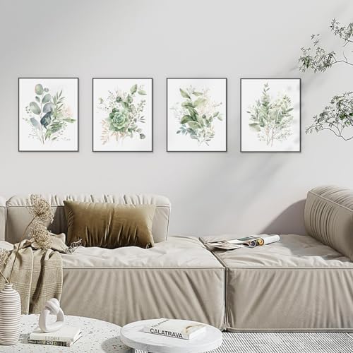 PLKMN Sage Green Botanical Wall Art Set of 4, Modern Wildflower Prints, Floral Plant Decor for Bedroom, Bathroom, Farmhouse, 8x10 Inch, Unframed - Image 4