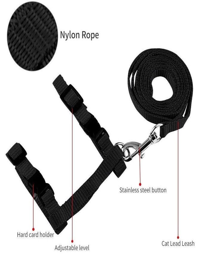 BohoBark Cat Harness and Leash Adjustable Nylon Halter Harness Kitten Nylon Strap Belt Safety Rope Leads Black - Image 3