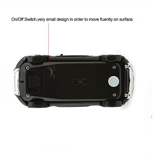 Sunffice 3C Light Car Mouse Wireless 2.4GHz Cool Sport SUV Car Shape Mouse Optical Mice 1600 DPI with USB Receiver Suitable for PC/Computer/Laptop (Black) - Image 4