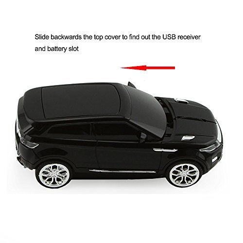 Sunffice 3C Light Car Mouse Wireless 2.4GHz Cool Sport SUV Car Shape Mouse Optical Mice 1600 DPI with USB Receiver Suitable for PC/Computer/Laptop (Black) - Image 2