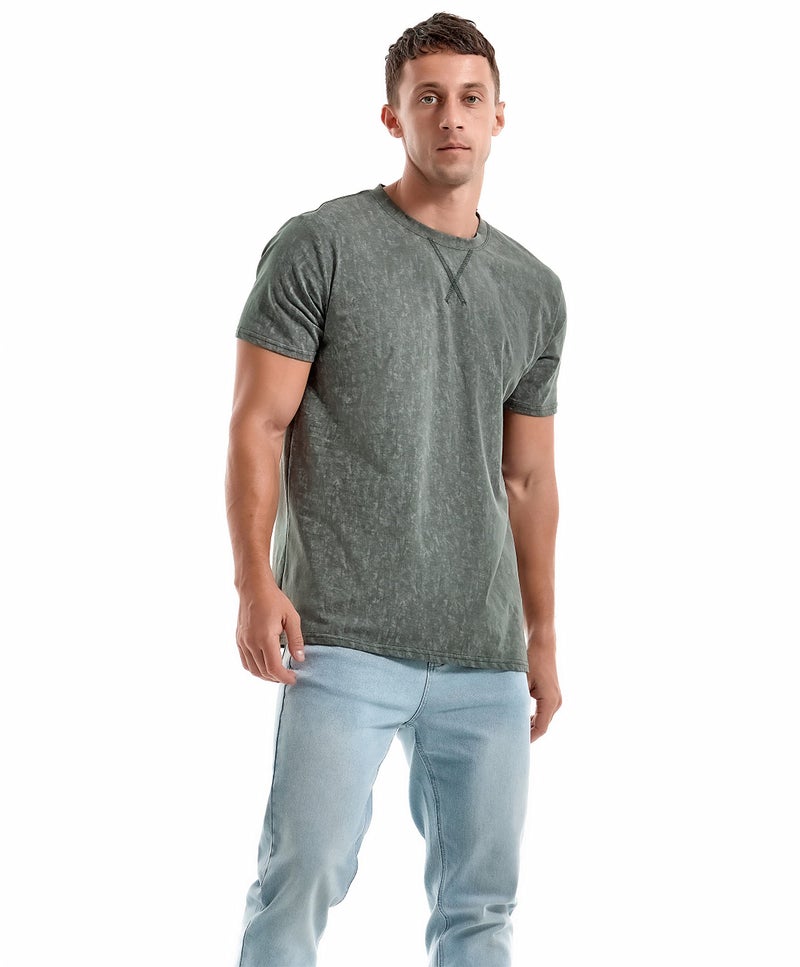 KLIEGOU Men's T-Shirts - Elasticity Cotton Crew Neck Tees 2166 Dark Grey XL - Image 4