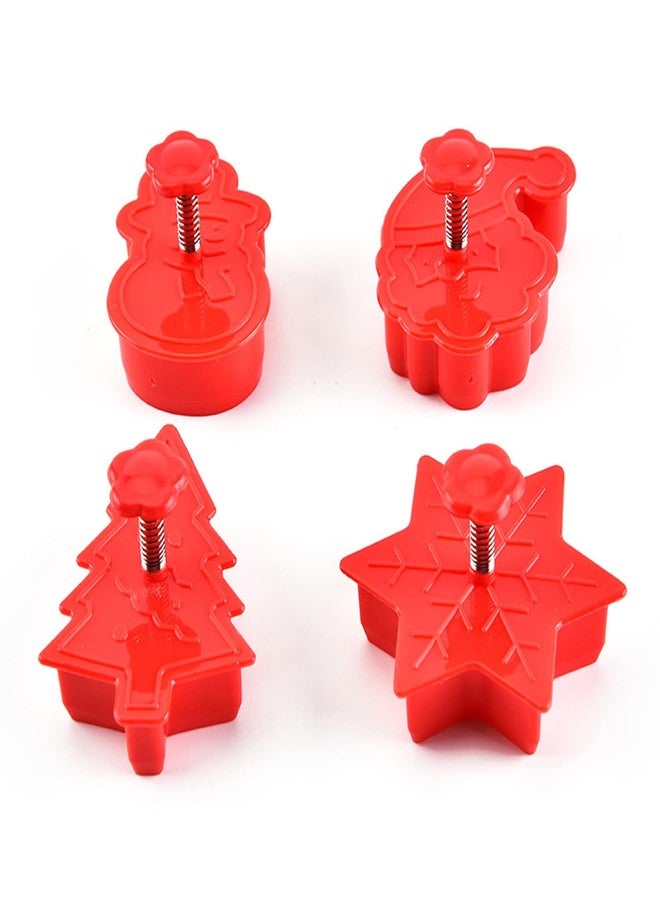 Gircss Christmas Cookie Cutter Set, 4 Pack Holiday Cookie Molds, Christmas Cookie Cutters for Baking - 3D Cookie Cake Plunger Cutter Baking Mold - Image 3