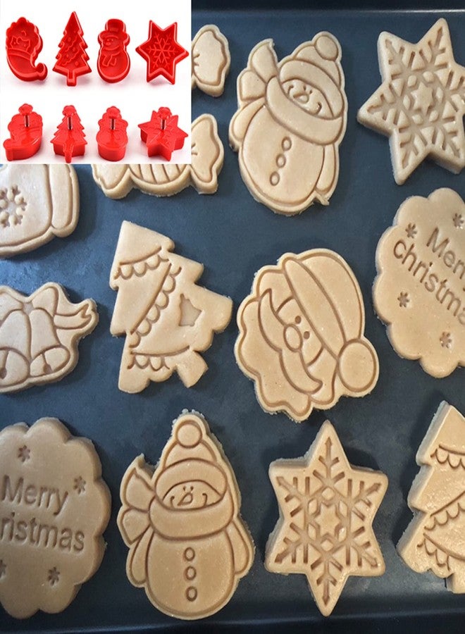 Gircss Christmas Cookie Cutter Set, 4 Pack Holiday Cookie Molds, Christmas Cookie Cutters for Baking - 3D Cookie Cake Plunger Cutter Baking Mold - Image 5