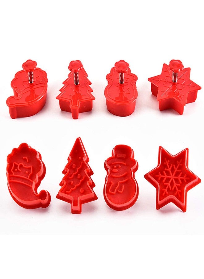 Gircss Christmas Cookie Cutter Set, 4 Pack Holiday Cookie Molds, Christmas Cookie Cutters for Baking - 3D Cookie Cake Plunger Cutter Baking Mold - Image 1
