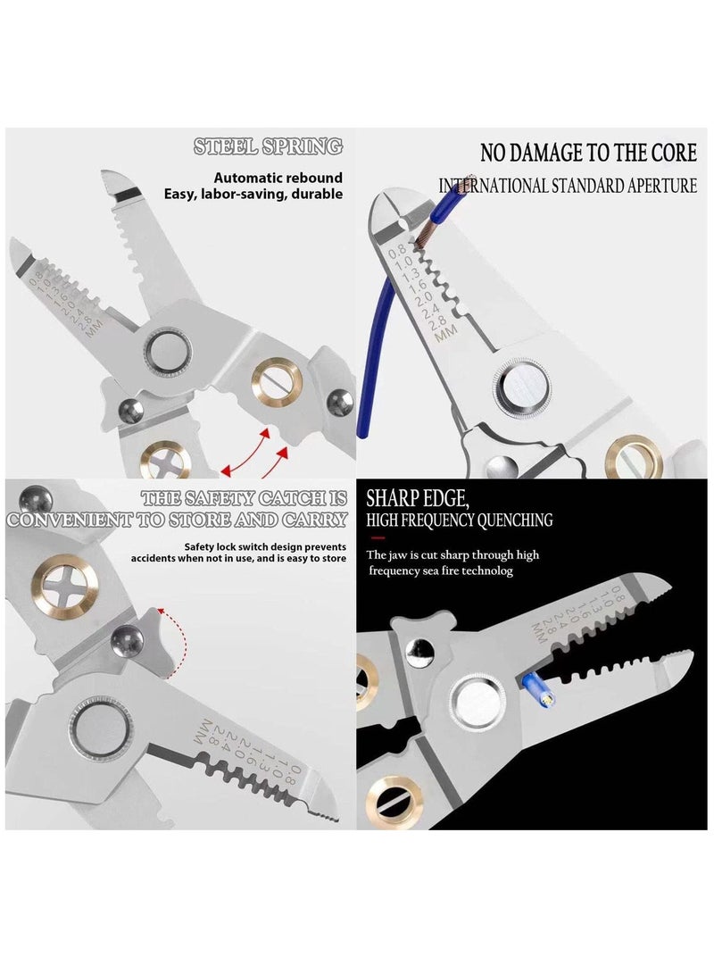 Arabest Multifunctional Wire Stripping Pliers, 6 in 1 Professional Special Wire Stripper For Electrician, Heavy Duty Multi-Purpose Electrical Wire Stripping Tool  - Image 5
