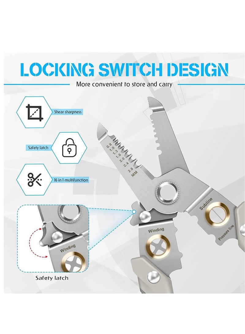 Arabest Multifunctional Wire Stripping Pliers, 6 in 1 Professional Special Wire Stripper For Electrician, Heavy Duty Multi-Purpose Electrical Wire Stripping Tool  - Image 4