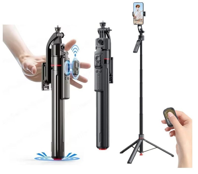FKU Smart Tracking Gimbal Selfie Stick with AI Face Tracking, Auto Pop-Open Tripod, Stable Gimbal & Detachable Phone Holder (TT07) - Image 1