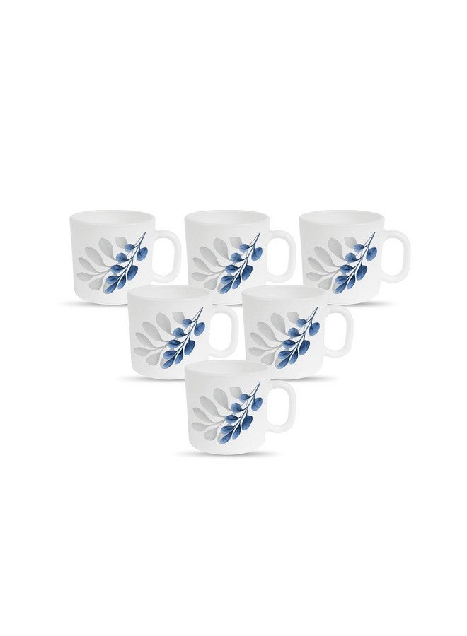 La Opala Diva, Pearl Collection Opal Glass Crockery | Coffee Mug Regular, Set of 6 | Indigo Bliss, 190 ml | for Tea & Coffee | Microwave Safe | 100% Vegetarian | Extra Strong | Super Light & White - Image 1