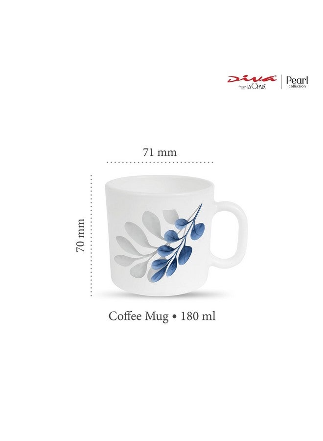 La Opala Diva, Pearl Collection Opal Glass Crockery | Coffee Mug Regular, Set of 6 | Indigo Bliss, 190 ml | for Tea & Coffee | Microwave Safe | 100% Vegetarian | Extra Strong | Super Light & White - Image 2