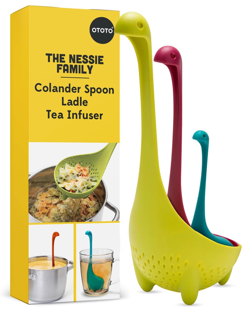OTOTO The Nessie Family by OTOTO  Pack of 3 Tea Infuser Soup Ladle and Colander  Cute Kitchen Accessories Cooking Gifts Funny Kitchen Gadgets Kitchen Gifts - Image 1