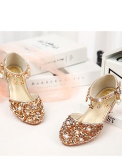 Best Gift Fashion Children High Heel Princess Kids Leather Shoes Summer New Girls Sandals Flower Casual Glitter Crystal Student Party Banquet Shoe  - Image 1