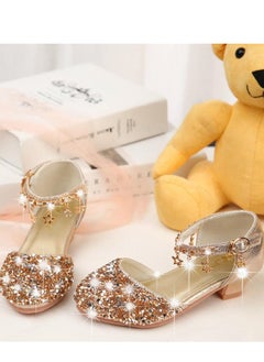 Best Gift Fashion Children High Heel Princess Kids Leather Shoes Summer New Girls Sandals Flower Casual Glitter Crystal Student Party Banquet Shoe  - Image 2