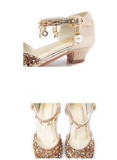 Best Gift Fashion Children High Heel Princess Kids Leather Shoes Summer New Girls Sandals Flower Casual Glitter Crystal Student Party Banquet Shoe  - Image 3