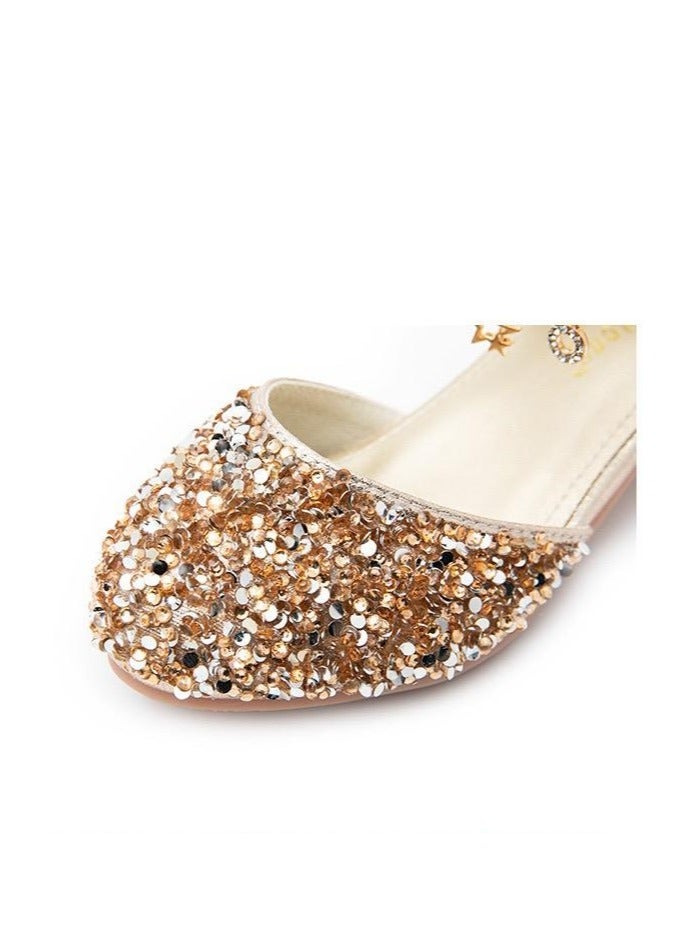 Best Gift Fashion Children High Heel Princess Kids Leather Shoes Summer New Girls Sandals Flower Casual Glitter Crystal Student Party Banquet Shoe  - Image 4