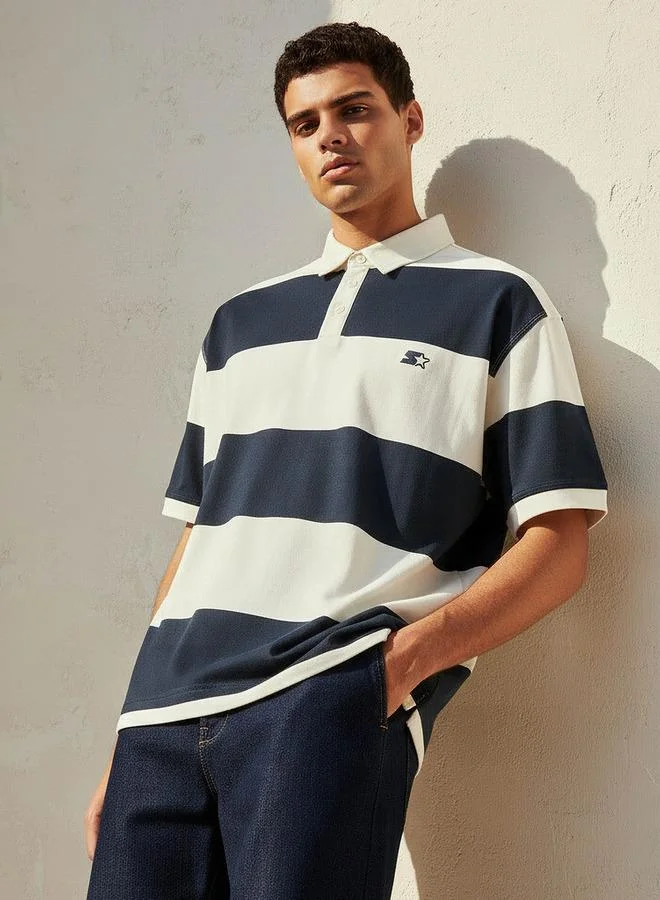 ستارتر Starter Men Regular Fit Collared Short Sleeves Striped Polo T-shirt