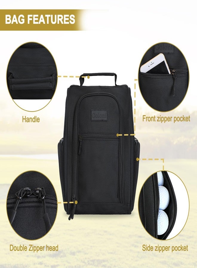 Goloni Golf Shoe Bag for Men Women, Ventilated Golf Shoe Bag with Side Pockets, Lightweight Portable Golf Shoe Carrier for Golf Shoes, Tees, Balls & Accessories,Black - Image 5