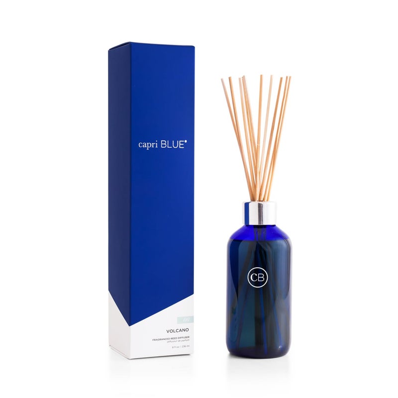 Capri Blue Volcano Reed Diffuser Set  Includes Reed Diffuser Sticks Fragrance Oil and Glass Bottle  Luxury Scented Room Fresheners  Cobalt Blue 8 fl oz
