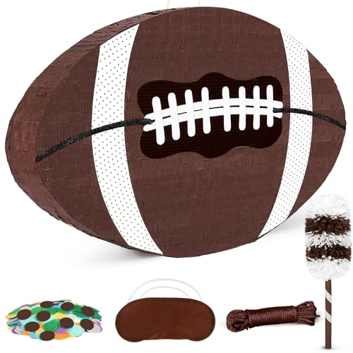Pardecor 25 Football Pinata for Birthday Party Sports Themed Party Decorations with Stick Blindfold Small American Football Pinata for Kids Boys Fillable Paper Mache Centerpiece for Game Day Event Favors - Image 1