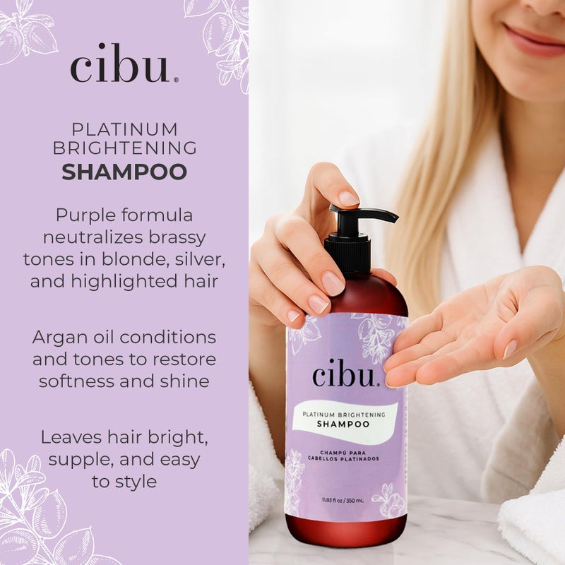 CIBU Platinum Brightening Shampoo 30016 Purple Formula Tones & Protects Blonde, Silver, Highlighted Colored Hair | Sulfate-Free Eliminates Brassy Tones | Restores Softness, Strength and Shine 350ml - Image 4