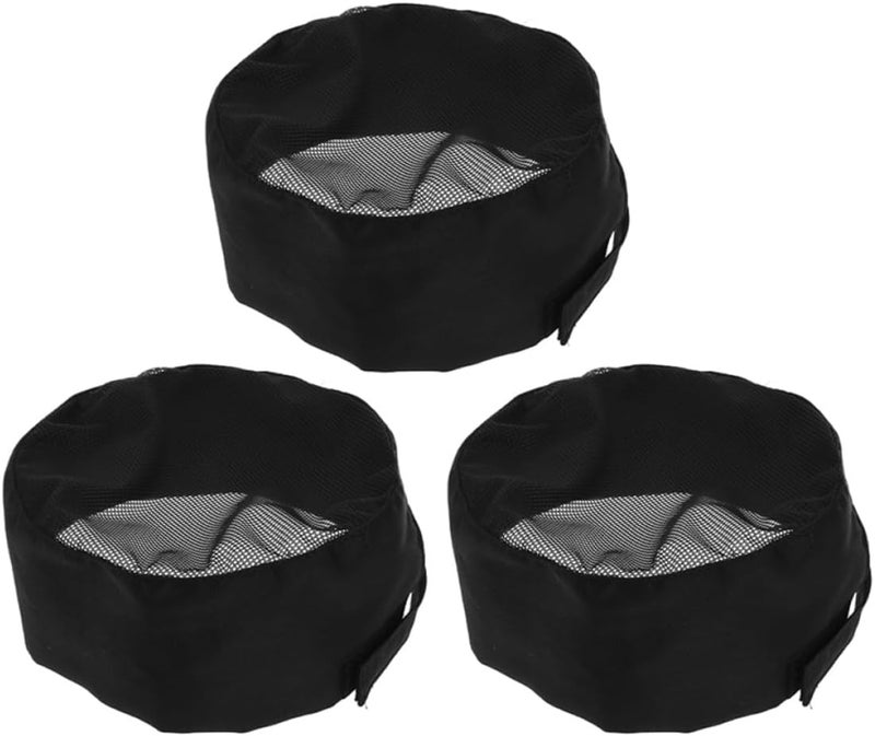 FOMIYES 3pcs Unisex Chef Hats Adjustable Cotton-Polyester Blend Kitchen Caps with Breathable Mesh Top for Restaurant and Hotel Food Service Black - Image 1