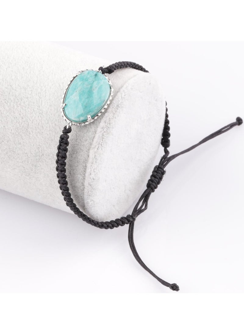 Güneş Avm Gunes Avm Amazonite Natural Stone Macrame Knitted Bracelet 