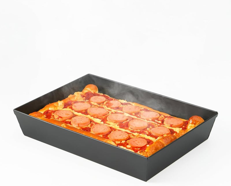 Jisculo Blue Steel Detroit Pizza Pan 14x10 (Non-Stick&BPA Free) Heat-Resistant Up to 800°F, Pre-Seasoned Carbon Steel Detroit Pizza Pan, Deep Dish Pizza Authentic Steel Pan Five Years Free Replacement - Image 1