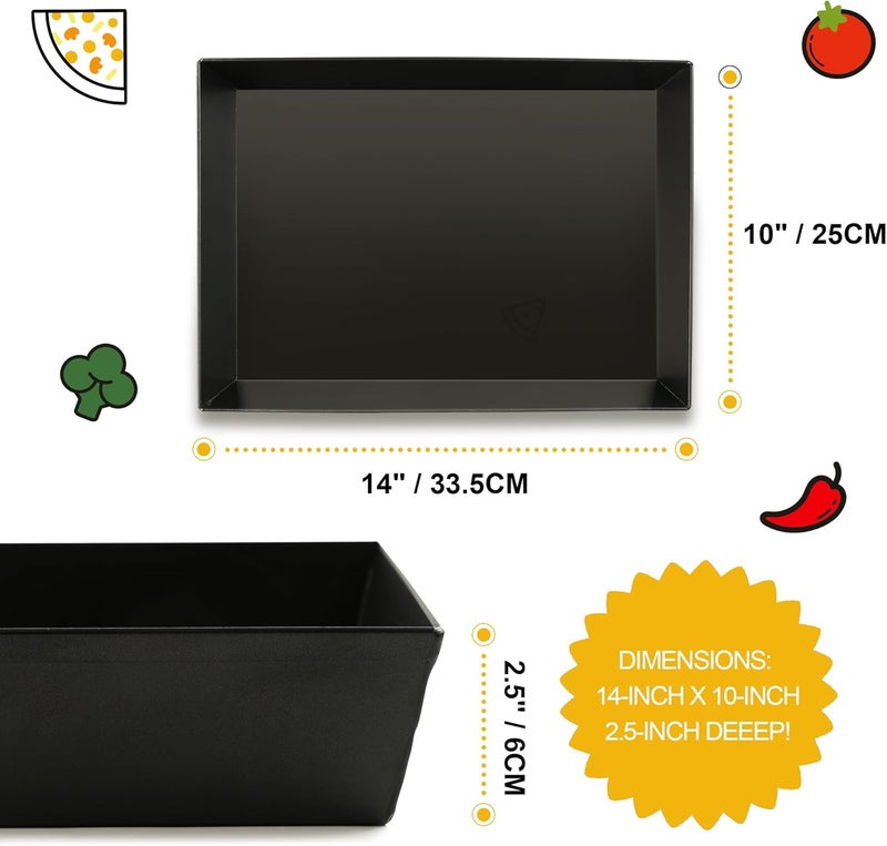 Jisculo Blue Steel Detroit Pizza Pan 14x10 (Non-Stick&BPA Free) Heat-Resistant Up to 800°F, Pre-Seasoned Carbon Steel Detroit Pizza Pan, Deep Dish Pizza Authentic Steel Pan Five Years Free Replacement - Image 2