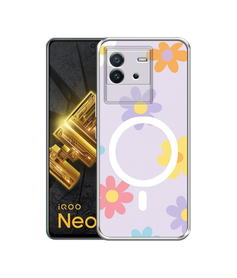 Casotec Case Cover for iQOO Neo 6 5G Spring Daisy Garden MagSafe Ring Design (Not MagSafe Compatible) | UV Printed Soft TPU Shockproof Back Case for iQOO Neo 6 5G - Image 1
